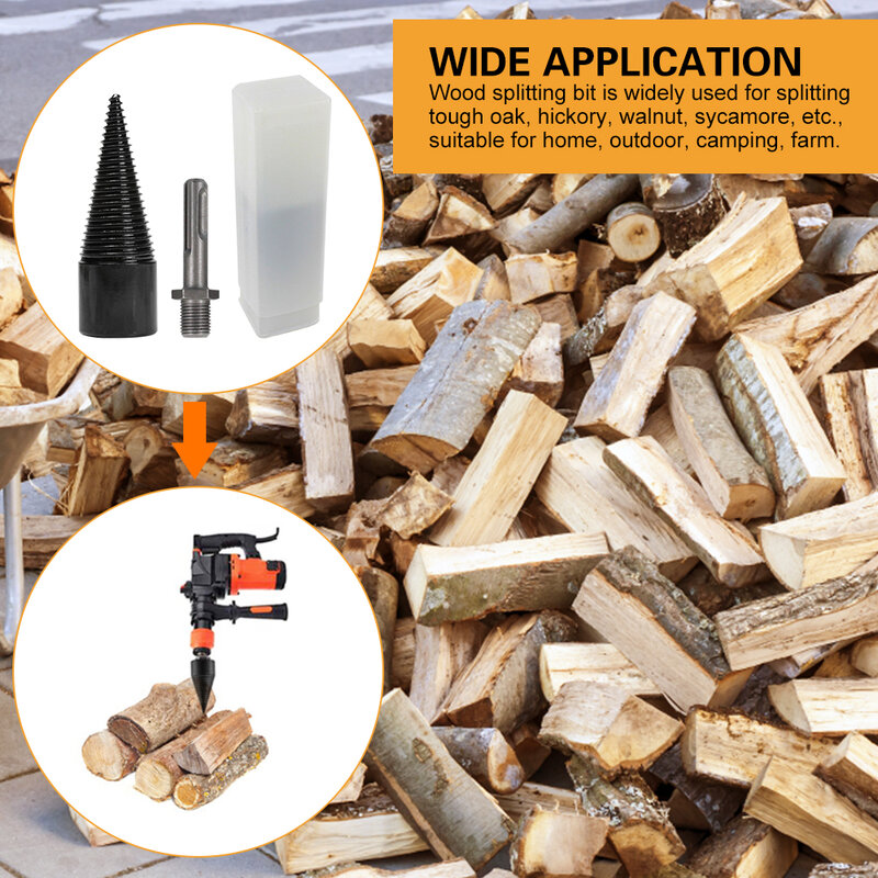 32mm com haste de conexão carpintaria casa cone driver madeira broca para corte elétrico rápido divisor madeira log resistente