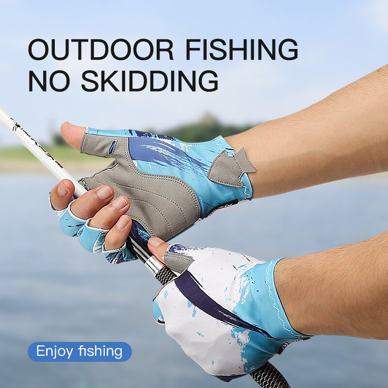 Перчатки рыболовные с открытыми пальцами для мужчин и женщин, профессиональные Нескользящие дышащие эластичные митенки с УФ-защитой для ру...