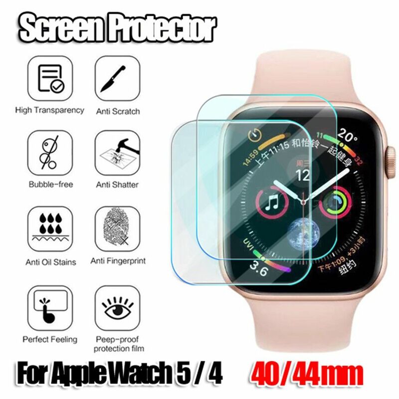 Film de protection pour Apple Watch 5 4, 3 pièces, protection d'écran 3D, verre trempé, 40mm 44mm
