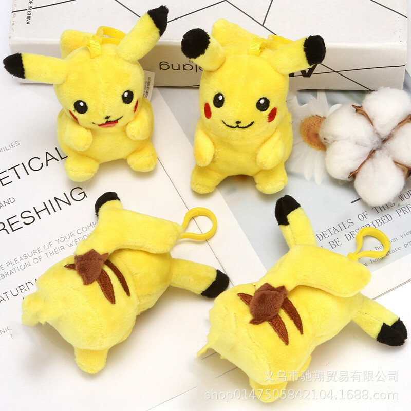 12cm bolsa de valores pokemon pikachu e peluche for enfants porte-clés avec pendentif personnage de dessin animé mignon