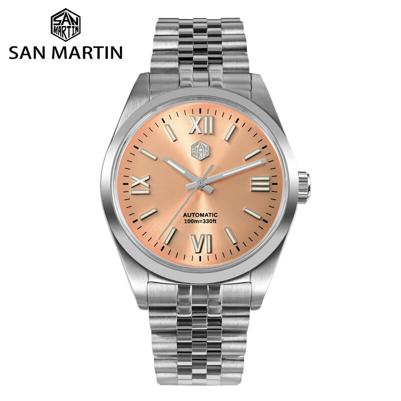 San Martin nowy 38.5mm luksusowe mężczyźni biznes automatyczny zegarek mechaniczny YN55 Sapphire klasyczny Design zegarek sportowy Relogio Masculino