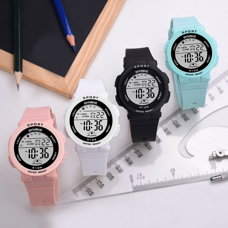 SYNOKE-relojes deportivos para niños y niñas, pulsera electrónica con luz LED colorida e informal, regalos para estudiantes, reloj femenino
