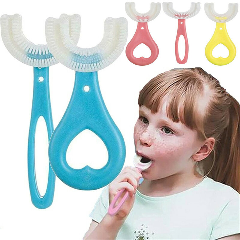 فرشاة أسنان للأطفال على شكل حرف U درجة 360 فرشاة أسنان للرضع فرشاة أسنان من السيليكون للأطفال الصغار تنظيف الأسنان والعناية بالفم