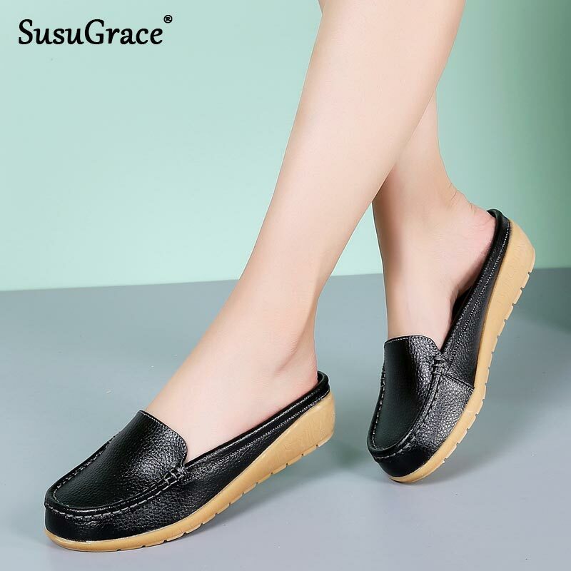 Susugrace Đế Phẳng Giày Plus 44 Nhà Thiết Kế Sang Trọng 2022 Công Việc Zapatos De Mujer Thoải Mái Mềm Mại Con La Cho Nữ Mới ánh Sáng