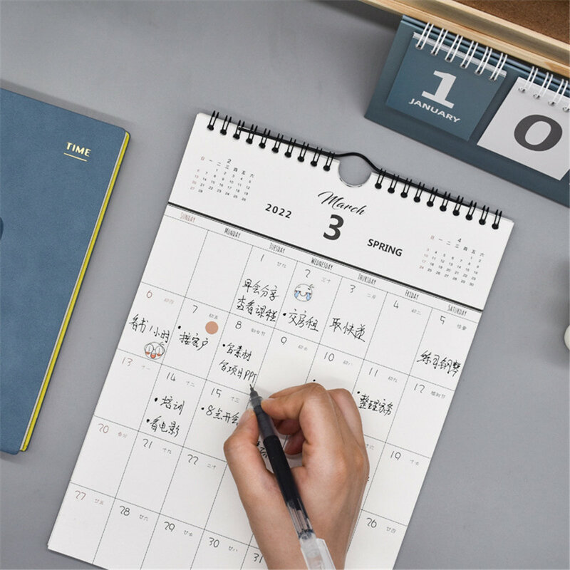 2022ง่ายปฏิทินผนังรายเดือน Planner Agenda Organizer Home Office แขวนผนังปฏิทิน Daily Schedule Planner