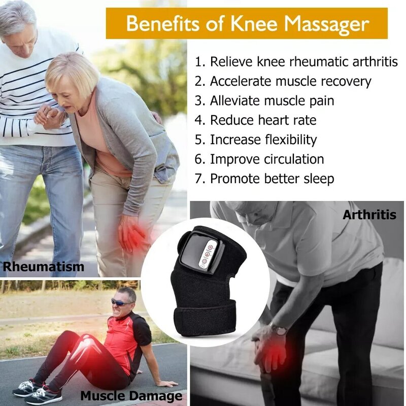 Masseur d'articulation du genou avec chauffage, effet et soulagement rapide,outil de physiothérapie électrique pour la réadaptation et l'atténuation de la douleur, cadeau de soins de santé,