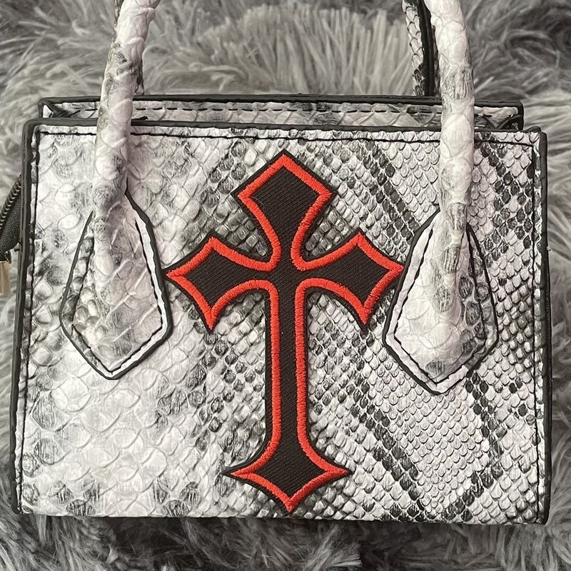 Xiuya Gothic Handtaschen für Frauen Y2k Vintage Schlange Muster Pu Leder Kette Schulter Tasche Mode Weibliche Taschen mit Kostenloser Versand