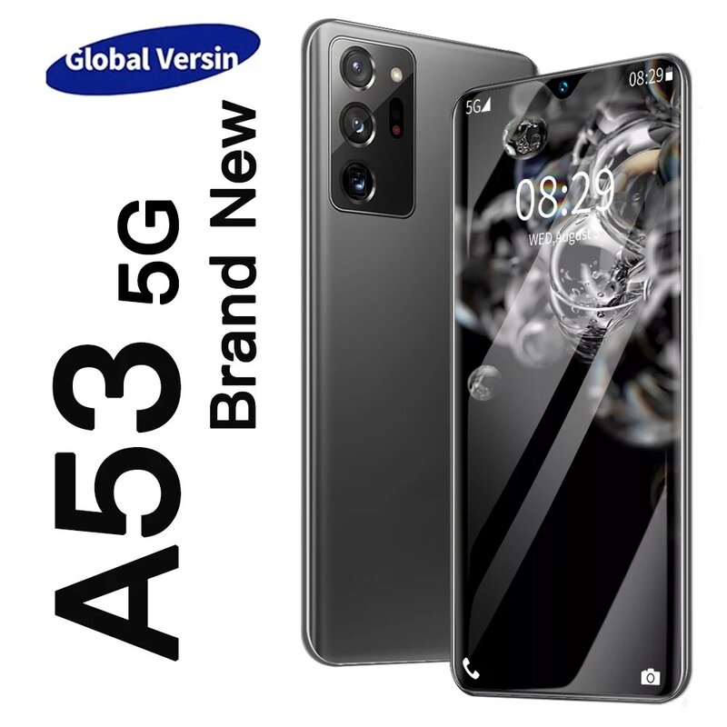 Global Version A53 6.6Inch Smartphone 8+256GB Cellphone 24MP+48MP Mobile Phones 5G Network Unlocked Smartphone Celular