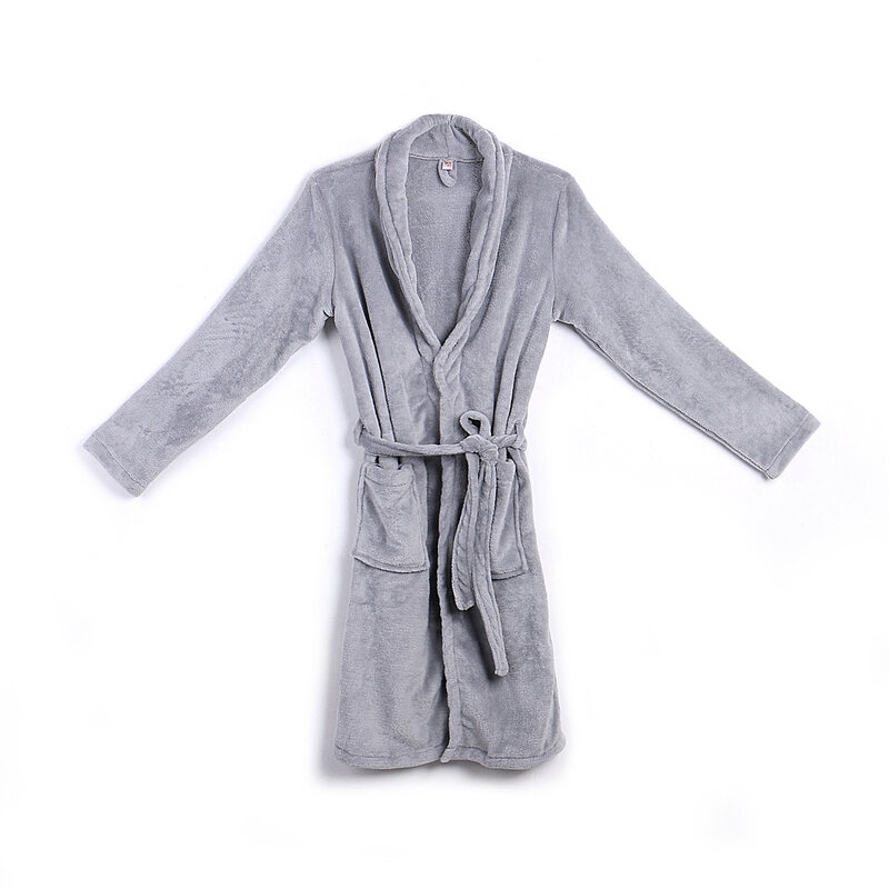 New Men's Velvet Long sleeve Long Gown Bathrobe Robe Winter Home Leisure Warm Pajamas