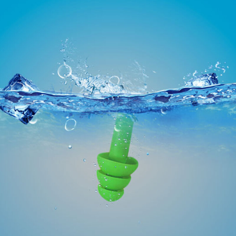 ปลั๊กอุดหูซิลิโคนกันน้ำกีฬาน้ำว่ายน้ำอุปกรณ์เสริม Earplugs ป้องกันสำหรับดำน้ำใต้น้ำ