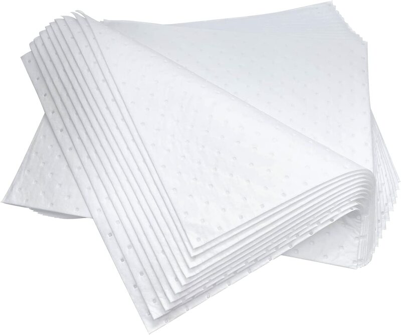 Alfombrilla absorbente blanca para derrames de aceite y combustible, almohadillas absorbentes, grosor de 2mm, tamaño 40cm x 50cm