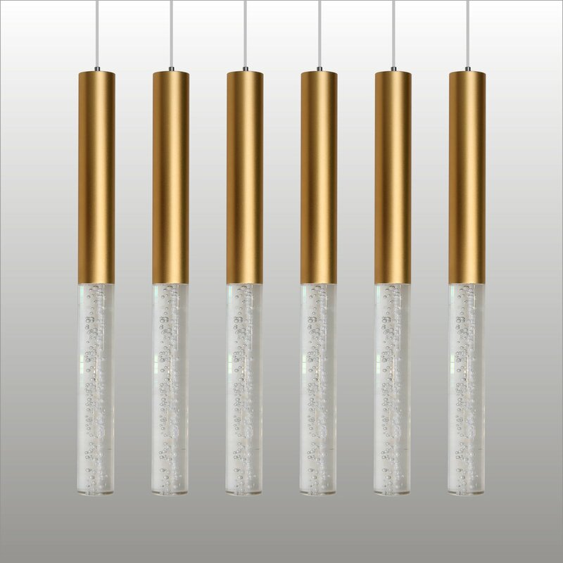 Led Hanger Lampen Dimbare Lange Buis Aluminium & Acryl Woonkamer Keuken Eiland Winkel Bar Cilinder Pijp Opknoping Licht