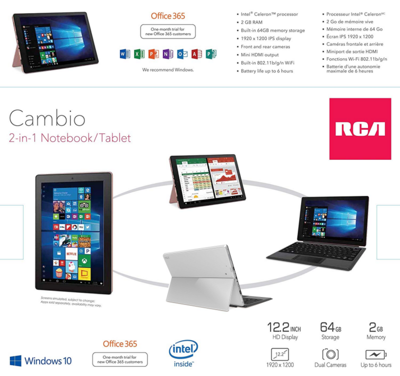 Tablet PC Windows 10 com Teclado Destacável, CPU W122, N4000, 1920x1200 IPS, 7600mAh, USB 3.0, 64 Bit, 2GBDDR, 64GB, 12,2 polegadas