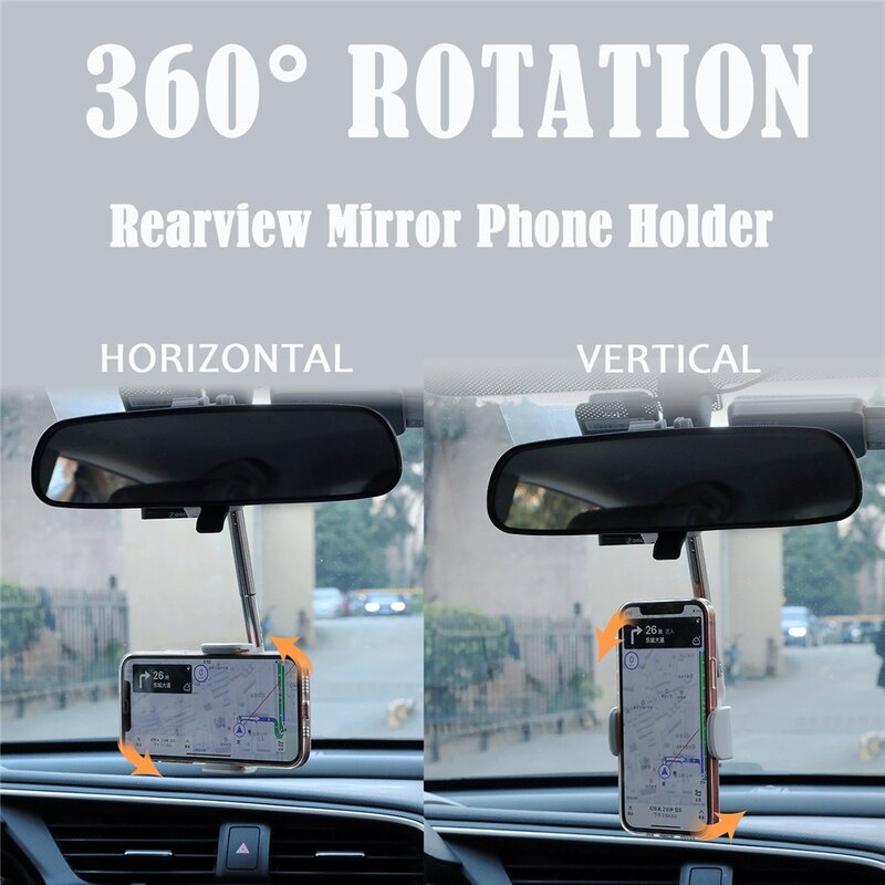 GPS Holder Car 360 Degrees Rotating Seat Phone Holder Stand Universal Mount Adjustable Rearview Mirror/Multicolor