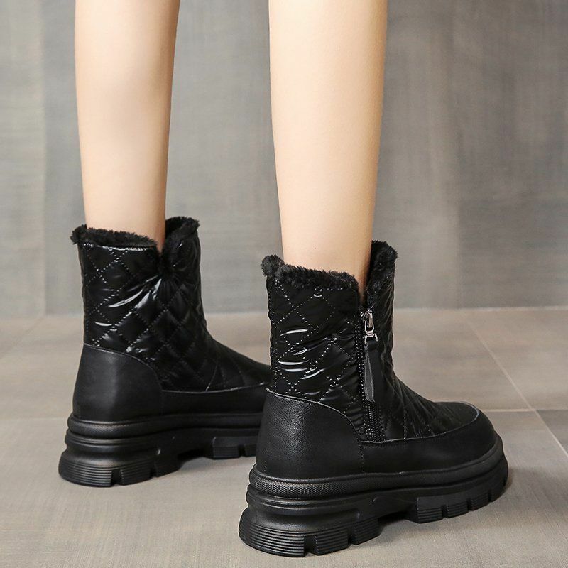 Rimocy-zapatos de plataforma gruesa para mujer, botas de nieve impermeables de felpa gruesa, antideslizantes, cálidos, acolchados de algodón, invierno, 2021