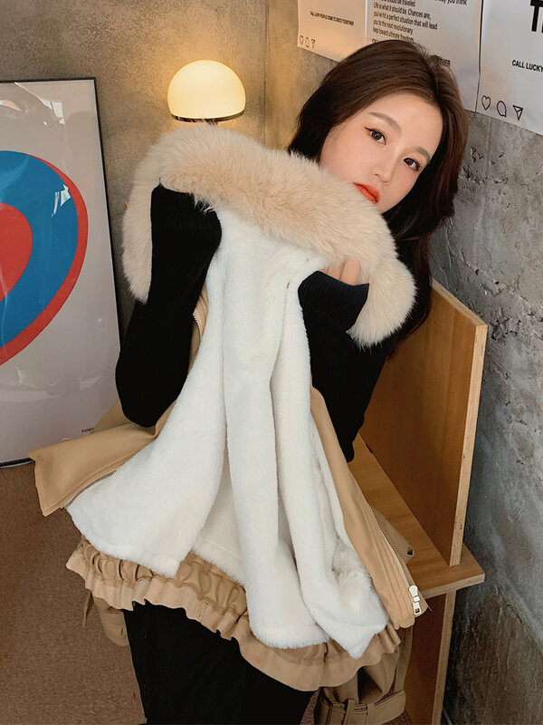 2022 الخريف الشتاء جديد الكورية سترة جلدية أنيقة المرأة سميكة الدافئة قصيرة المرأة معاطف عادية الصلبة فضفاض Vintage الملابس