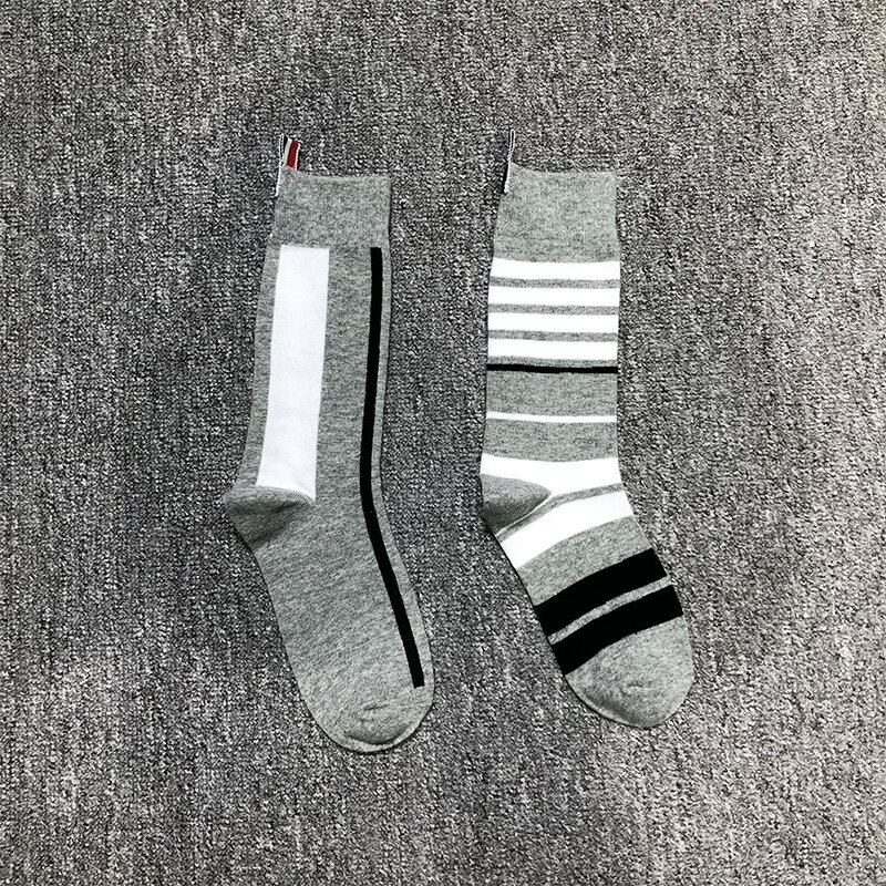 TB THOM Stripe Splicing Socks 2023 Fashion Brand Socks uomo Cotton Casual Crew Socks Hip Hop calze a tubo medio 3 paia con scatola