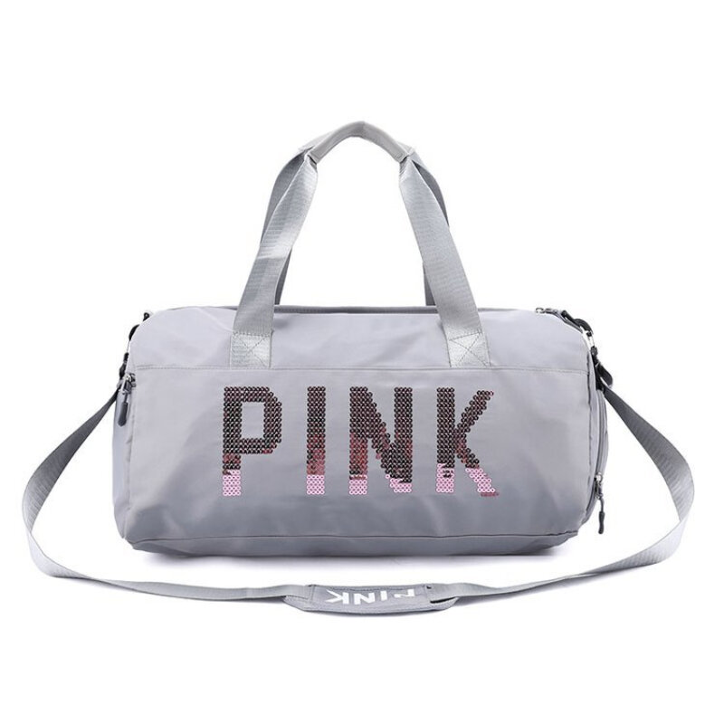 New Oxford Cloth Travel Bag Women Fitness Training Bag for Sports Gym Dry Wet Separation Shoes Bags Pink Sequins Duffle Bag