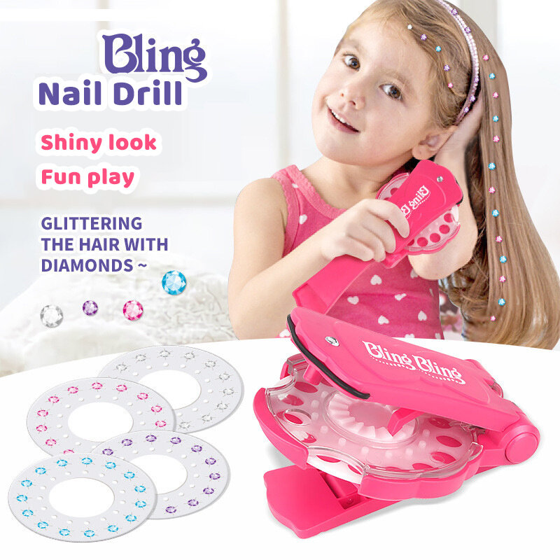 Estilo do cabelo decoração kit diy hairgems blinger colar de cristal ferramenta para o telefone escudo fingir bling diamante brinquedos para a menina