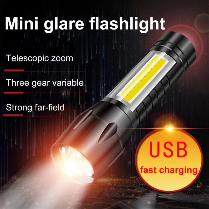 1~5PCS Zoom Mini Led Flashlight XP-G Q5 Flash Light Lantern Portable rechargeable Glare COB Flashlight Outdoor Camping