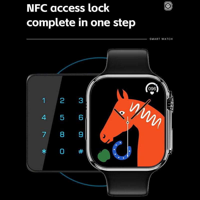 LEMFO inteligentny zegarek Ultra Series 8 NFC Smartwatch mężczyźni kobiety Bluetooth zadzwoń IP68 wodoodporny bezprzewodowy ładowanie 2 Cal ekran HD