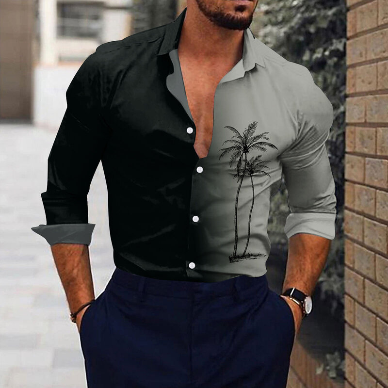 2022 hawaiian tropical camisas masculinas 3d impresso praia férias manga longa blusa harajuku 4xl topos de grandes dimensões camiseta homem