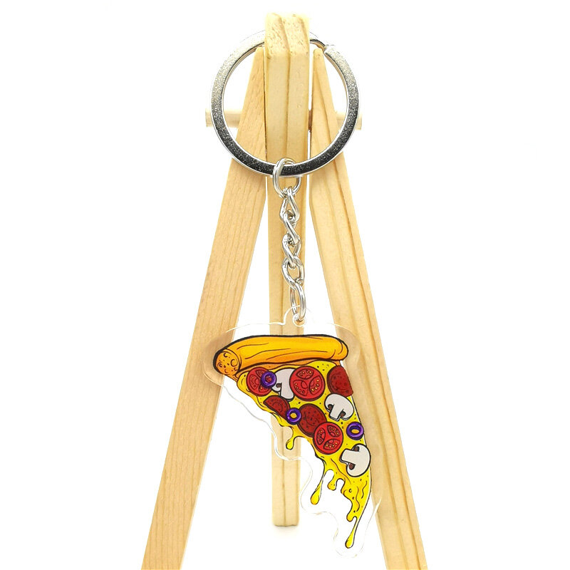 بيتزا همبرغر اليدوية جميل اللون زهرة مفتاح سلسلة سماعة مفتاح غطاء حلقة الكرتون حقيبة حلية قلادة سيارة مفتاح سلسلة