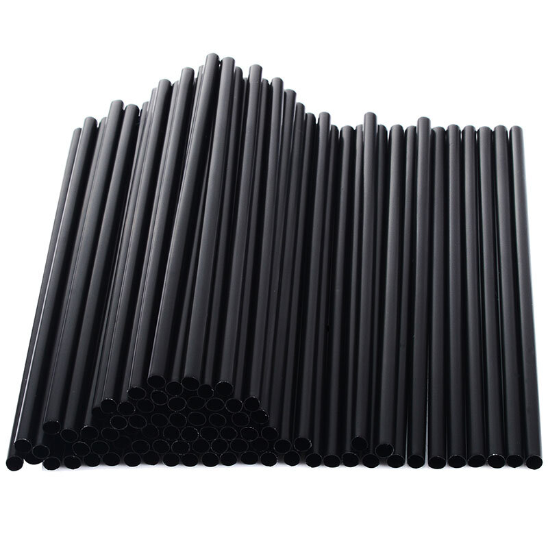 100pcs/lot 21*0.6cm Black Cocktail Straws Plastic Drinking Straw DIY Party Straw For Home Birthday Wedding Party Supplies