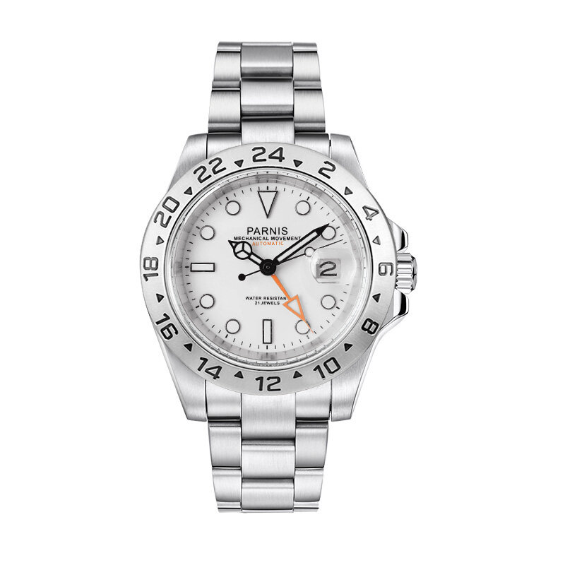 มาใหม่ล่าสุด Parnis 40Mm สีดำ Dial นาฬิกาข้อมือบุรุษนาฬิกาผู้ชาย Tali Jam Tangan Karet GMT Mingzhu 3804นาฬิกาแบรนด์หรู2022