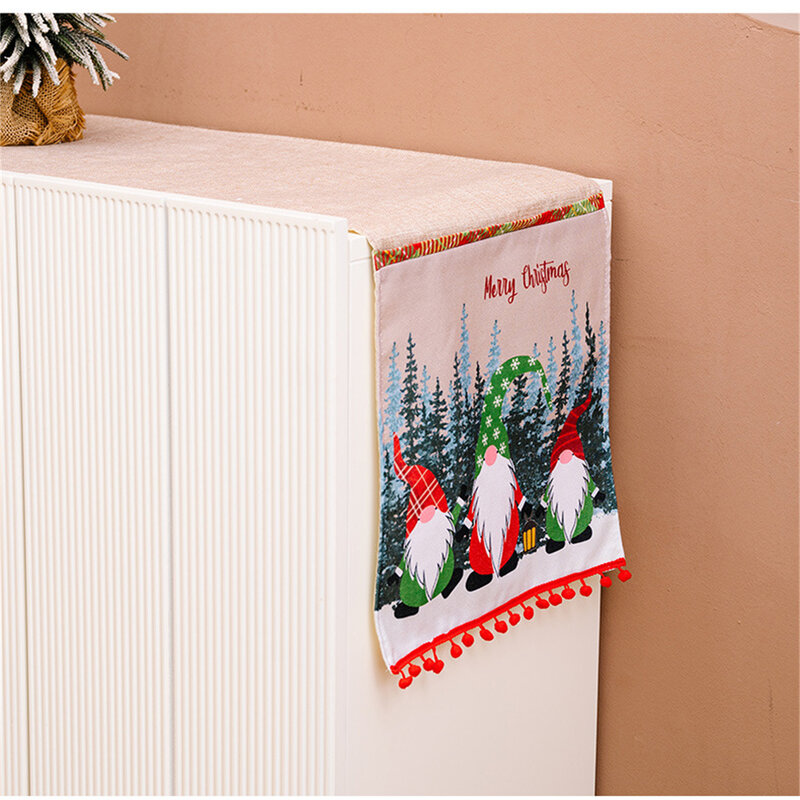 Natal novo 3 floresta velho linho cor correspondência corredor de mesa natal atmosfera decoração corredor de mesa decoração