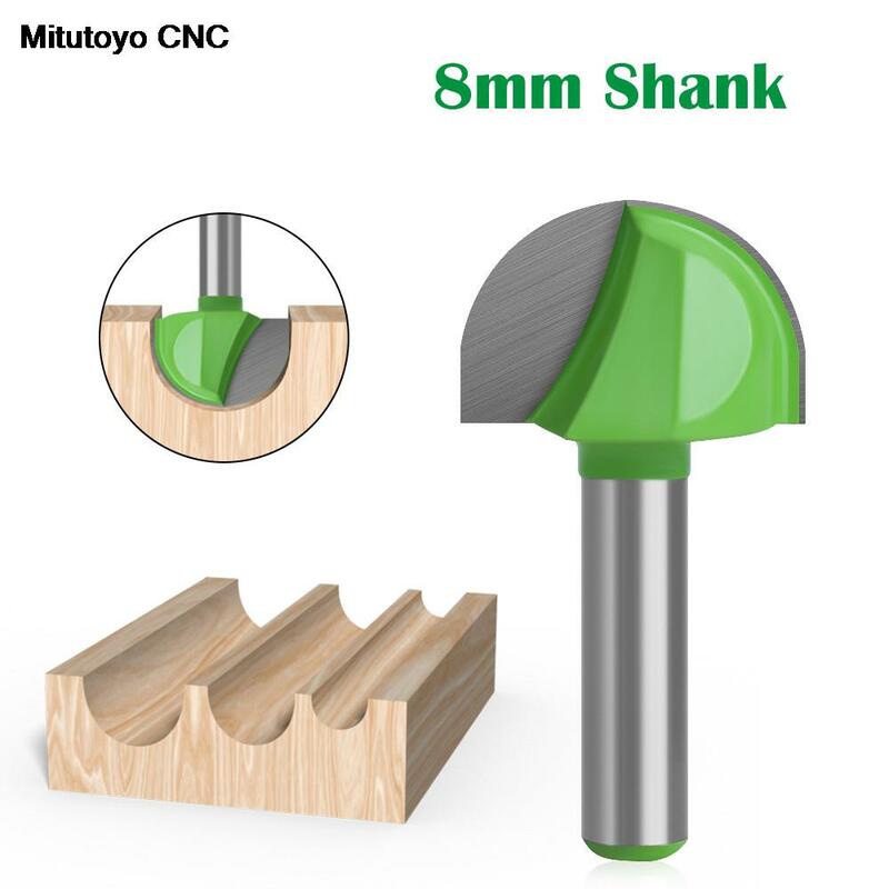 8mm Shank Wood Milling Cutter Ball Nose End Mill Round Nose Cove CNC Milling Bit Radius Core Box Solid Carbide Router Bit Tools