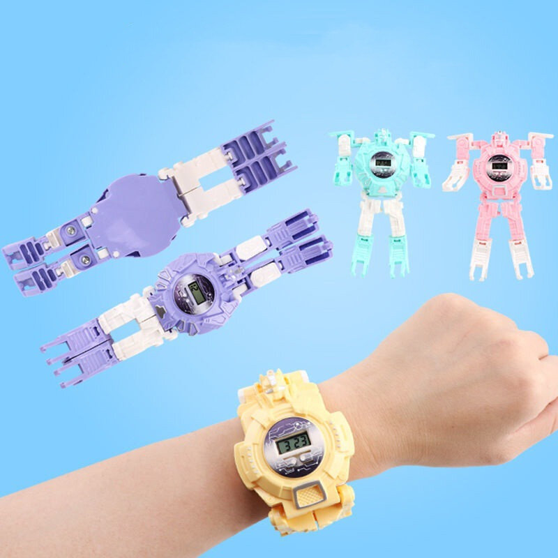 어린이 전자 시계 변형 로봇 장난감, 어린이 크리에이티브 시계 장난감, 유치원 보상, 생일 크리스마스 작은 선물
