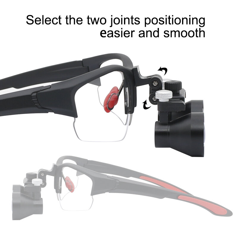 Lupa binocular da distância de trabalho longa das lupas 420-620mm dentais de 2.5x com cor preta plástica do quadro dos óculos com saco de pano