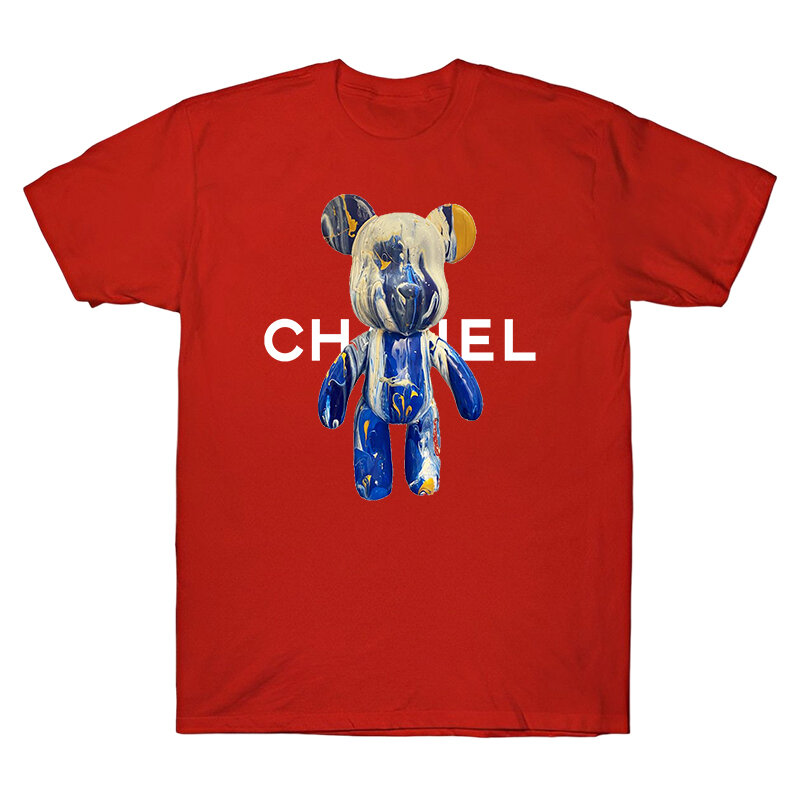 Camiseta de algodón de lujo para hombre y mujer, ropa a juego de alta calidad con estampado de oso, de manga corta, Unisex, 2023