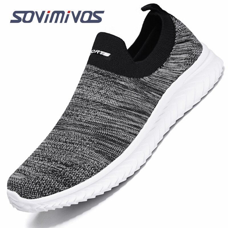 Mens Sneakers Slip-on Lightweight Athletic Running Walking Gym Shoes Men Knit Casual Breathable Trendy Sneakers Tennis Shoe