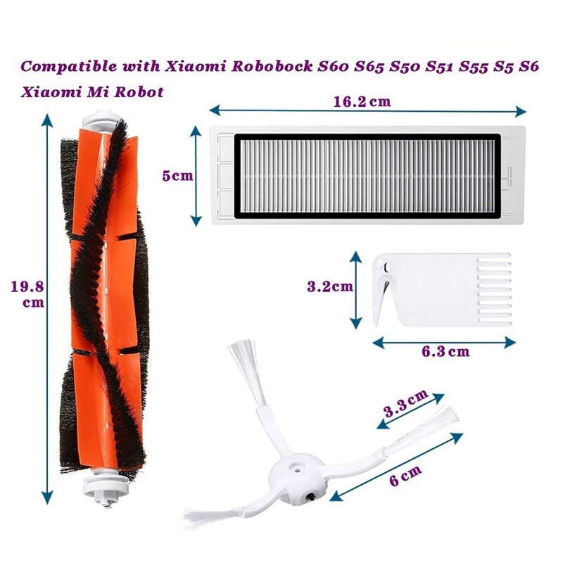 Accessories for Xiaomi Roborock S50 S51 S55 S5 Max S6 S60 S65 Robot Vacuum Spare Parts Hepa Filter Main Side Brush