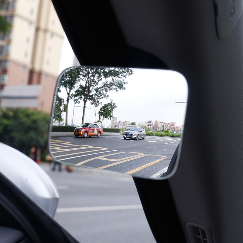 กระจกมองหลังสำหรับรถยนต์ HD นูนกระจกสแควร์360ปรับมุมมองด้านหลังรถกระจกด้านข้างที่จอดรถกระจกเสริม