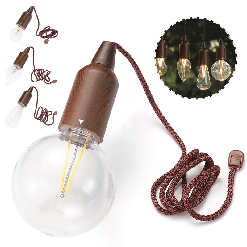 Pull String Light Outdoor Camping Tent Lamp Waterproof Atmosphere Light Daily Durable for Backyard Tents Garden Cafe Party