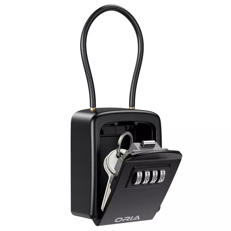 ORIA Key Lock Box cassetta di sicurezza con chiave a combinazione a 4 cifre cassetta di sicurezza con chiave impermeabile con catena rimovibile