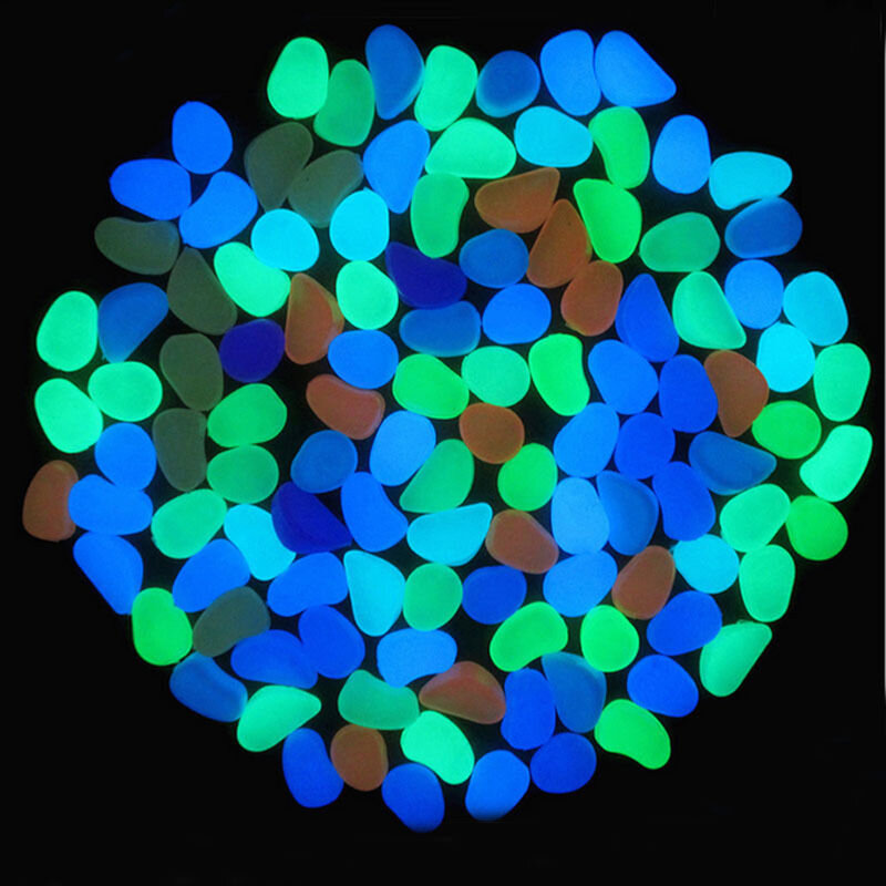 Pedras coloridas que brilham no escuro, pedrinhas luminosas para decoração de jardim, 100/200 peças
