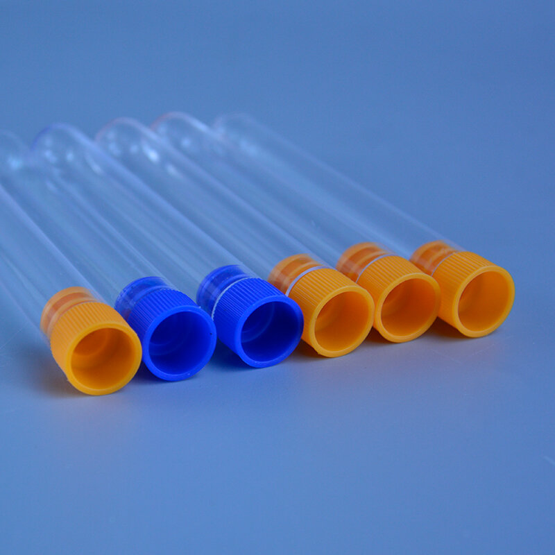 10pcs 12/15ml 플라스틱 원심 튜브 투명한 테스트 둥근 바닥 튜브 유리 병 모자