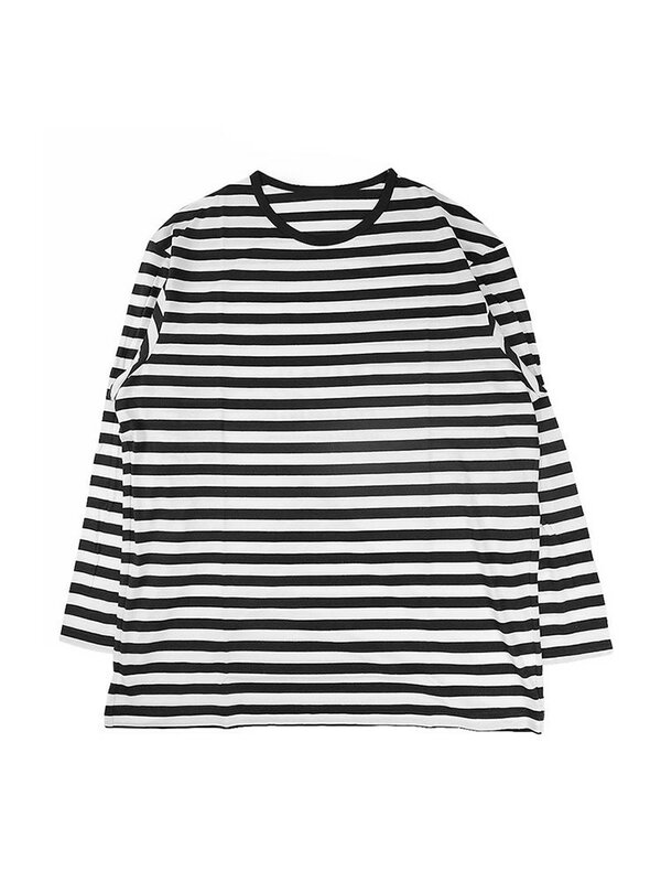 Schwarz und weiß streifen T-shirt Unisex yohji yamamoto Männer Übergroßen langarm tops freies verschiffen mens t shirts y2k kleidung