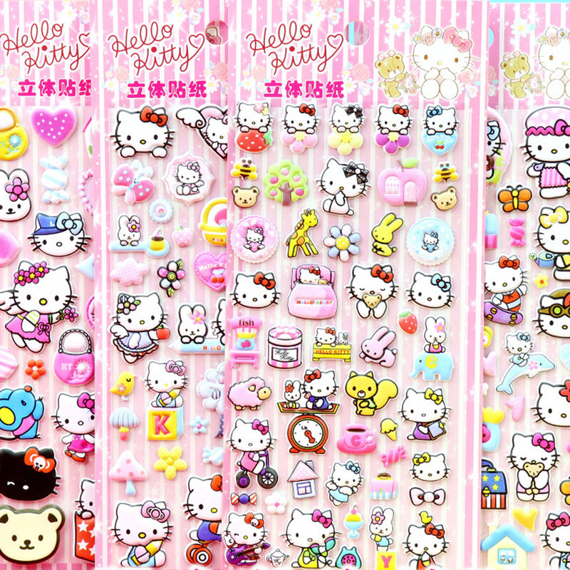Cute Sanrio Hello Kitty Cartoon 3D Bubble Stickers decalcomanie Laptop Notebook Phone Car valigia diario decorazione Sticker giocattolo per bambini