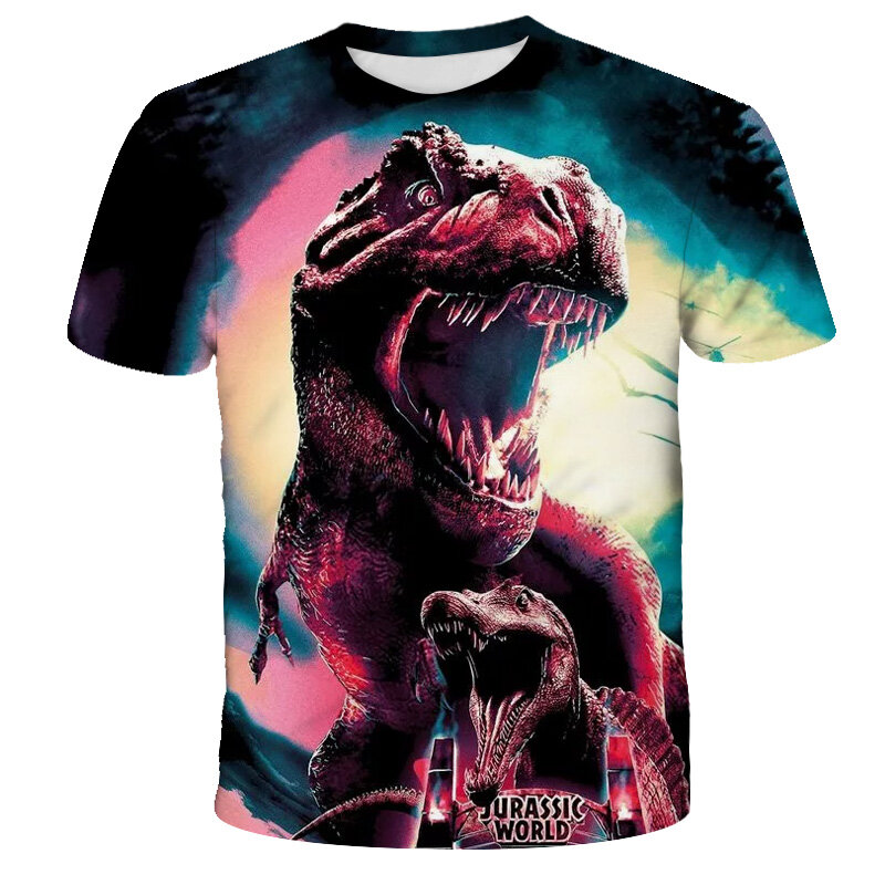 Camisetas de tendencia con estampado 3D para niños y niñas, camisetas informales de dinosaurios, transpirables, precio al por mayor, Verano