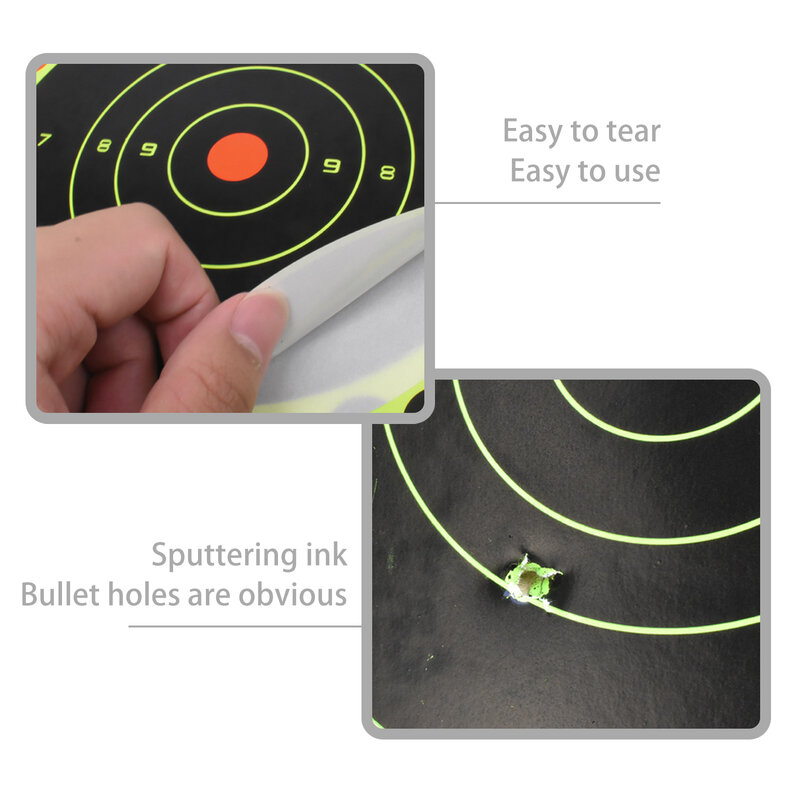 Stiker Pasters Target Bulat 8 Inci untuk Menembak Diri Perekat Stiker Titik Sasaran Berburu Senapan Kertas Latihan Luar Ruangan