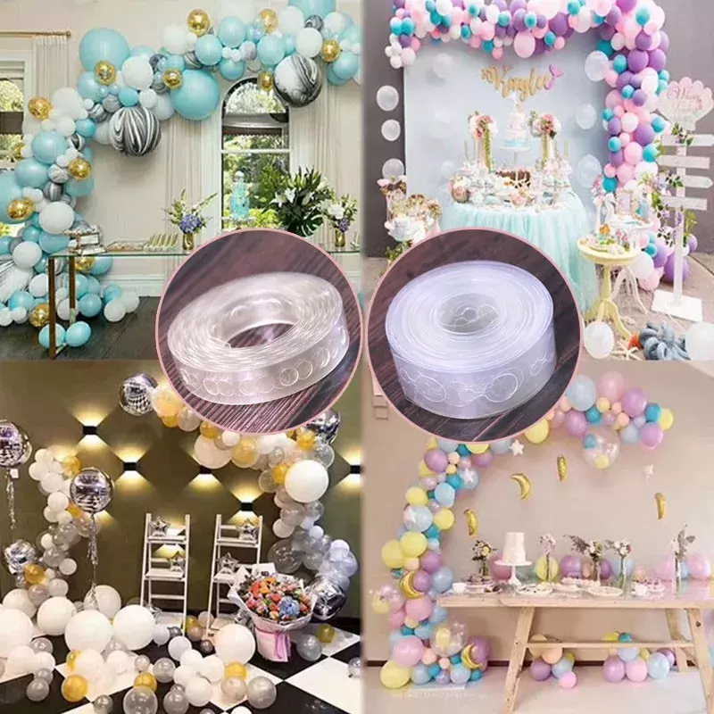 5M Aksesori Balon Rantai Balon PVC Pita Karet Dot Dekorasi Latar Belakang Pesta Ulang Tahun Pernikahan Lengkungan Rantai Balon