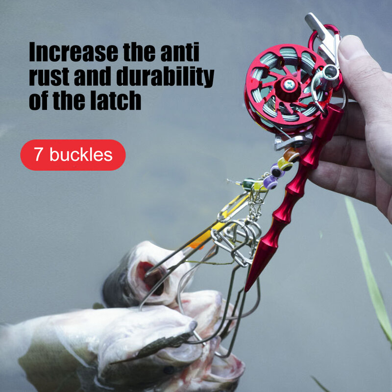 7pcs 4.7m Fish Buckles Lock Wire Stainless Steel Live Fish Buckle Large Portable Fishing Tackle Tool Equipment