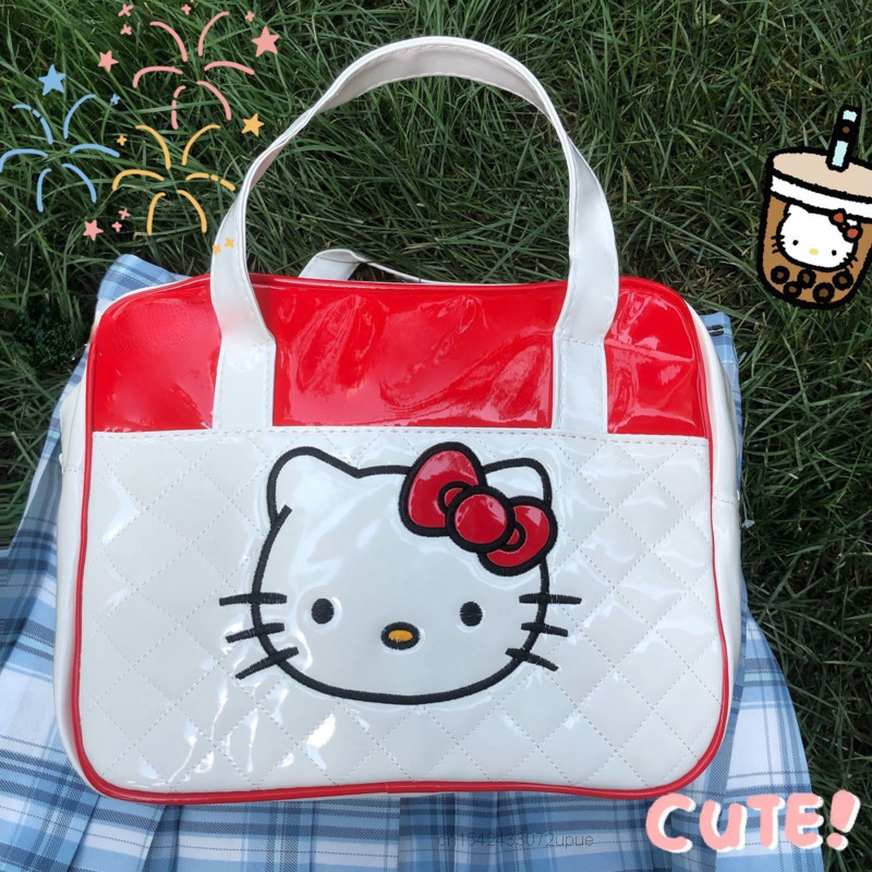 Sanrio Hello Kitty New Bag PU Waterproof Y2k Shoulder Bags Luxury Design Handbags For Women Square Tote Bag 2022 Female Handbag