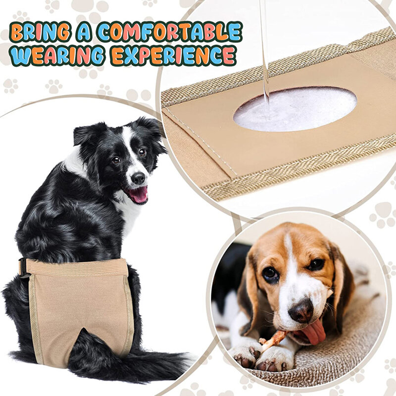 Female Dog Nappies Adjustable Protective Trousers For in Heat Monthly Bleeding Physiological Washable Pants With 3 Sanitary Pad