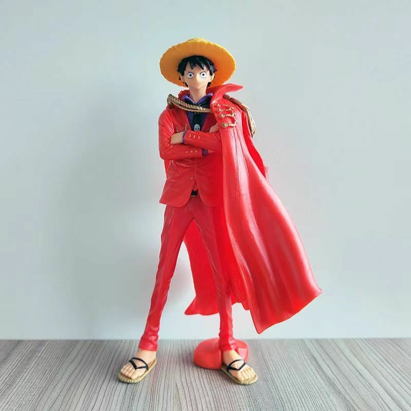 Uma peça manto roupas vermelhas roupas pretas figuras luffy uma peça periférica anime modelo decoração presente presentes de aniversário limitado
